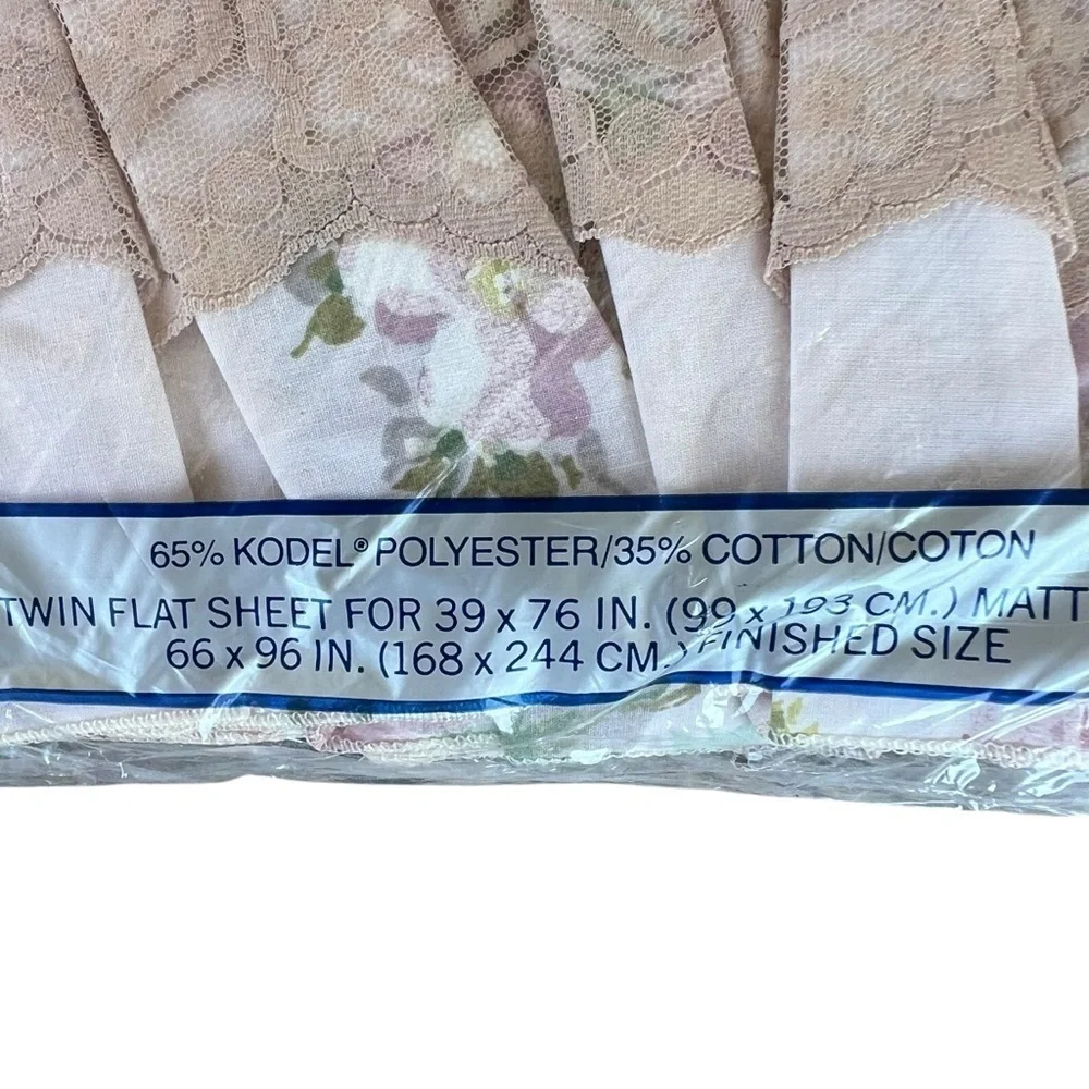 VTG Springmaid Bill Blass Collection Windemere Cottage Ruffle Twin Flat Sheet